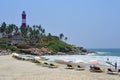 Kovalam, Kerala, India, March, 18, 2019. Kovalam beach in Kerala in spring