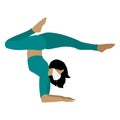 KOVID-19 prevention. Beautiful athletic girl in a mask does yoga at home