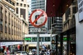 View of the directional road traffic sign pole give information to travel driver in Hong