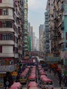 A view of the busy Tung Choi street with its many billboards in Hong Kong Royalty Free Stock Photo