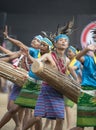 Koynak tribal man dancing in Arena during Hornbill festival,Nagaland,India Royalty Free Stock Photo