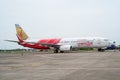 KOZHIKODE, INDIA 31- July, 2015. Air India Airbus aircraft in Kozhikode Airport as it is starting its engines for flight to Dubai