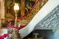 Kozlowka palace staircase, which is richly decorated with stucco and lined with marble with a neo-rococo balustrade