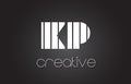 KP K P Letter Logo Design With White and Black Lines.