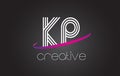 KP K P Letter Logo with Lines Design And Purple Swoosh.