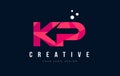 KP K P Letter Logo with Purple Low Poly Pink Triangles Concept