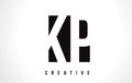 KP K P White Letter Logo Design with Black Square.