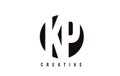 KP K P White Letter Logo Design with Circle Background.