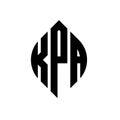 KPA circle letter logo design with circle and ellipse shape. KPA ellipse letters with typographic style. The three initials form a