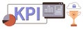 KPI Analysis with Data Visualization, Cloud Security, and Achievement Recognition Royalty Free Stock Photo
