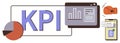 KPI Analytics Dashboard with Pie Chart, Boxing Glove, and Mobile App Security Reminder Royalty Free Stock Photo