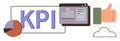 KPI Concept with Data Visualization, Charts, and Approval Symbol in a Minimal Design for Analytics Royalty Free Stock Photo