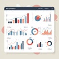 KPI dashboard with various data visualizations, including bar charts, line graphs, and Royalty Free Stock Photo