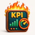KPI icon with flames, graph, and speedometer key performance indicator business Royalty Free Stock Photo