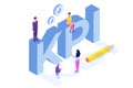 KPI, Key performance indicator, Business consulting isometric concept. Royalty Free Stock Photo