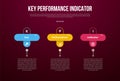 KPI or key performance indicator infographic template with round rectangle with outline circle on top with dark background style