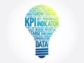 KPI - Key Performance Indicator light bulb word cloud, business concept background Royalty Free Stock Photo