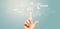 KPI - Key Performance Indicator theme with hand pressing a button
