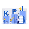 KPI, key performance indicator vector illustration concept with characters. Modern flat style for landing page, mobile app, poster Royalty Free Stock Photo