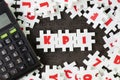 KPI, Key Point Indicator concept, white puzzle jigsaw alphabet c Royalty Free Stock Photo