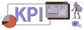 KPI Metrics Analysis with AI Robot, Pie Chart, and Data Visualization Interface Royalty Free Stock Photo