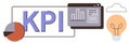 KPI Analysis with Data Visualization, Pie Chart, and Innovation Concept Design Royalty Free Stock Photo