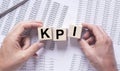 KPI word on cubes. Key performance indicator Royalty Free Stock Photo