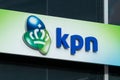 KPN store front entrance logo, technology communications company shop.