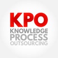 KPO Knowledge Process Outsourcing - outsourcing of core information-related business activities which are competitively important