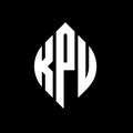 KPU circle letter logo design with circle and ellipse shape. KPU ellipse letters with typographic style. The three initials form a Royalty Free Stock Photo