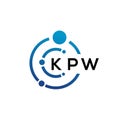 KPW letter technology logo design on white background. KPW creative initials letter IT logo concept. KPW letter design