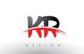 KR K R Brush Logo Letters with Red and Black Swoosh Brush Front