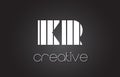 KR K R Letter Logo Design With White and Black Lines.