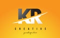 KR K R Letter Modern Logo Design with Yellow Background and Swoosh.