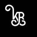 KR letter logo design on black background. KR creative initials letter logo concept. kr letter design. KR white letter design on