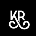 KR letter logo design on black background. KR creative initials letter logo concept. kr letter design. KR white letter design on