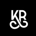 KR letter logo design on black background. KR creative initials letter logo concept. kr letter design. KR white letter design on