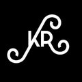 KR letter logo design on black background. KR creative initials letter logo concept. kr letter design. KR white letter design on