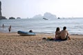 Krabi couple ao nang beach thailand Royalty Free Stock Photo