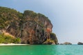 Krabi island cliff at thailand resort beach Royalty Free Stock Photo