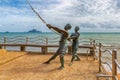 Krabi province of Thailand July 2018. Fisherman statue part of the sculpture dedicated to catching marlin