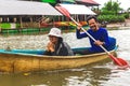 Krabi Province, Thailand. Kayaking station. Couple smiling Royalty Free Stock Photo