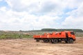 Truck and Heavy equipment by Agricultural Land Reform Office prepare to build infrastructure