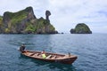 KRABI THAILAND-APRIL16:unidentified visitor sailing on long tail Royalty Free Stock Photo