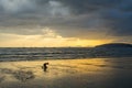 People relax at Ao Nang beach before the sunset Royalty Free Stock Photo