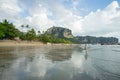 People relax and walking at Ao Nang beach before the sunset Royalty Free Stock Photo