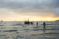 People relax and walking at Ao Nang beach before the sunset Royalty Free Stock Photo