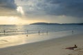 People relax and walking at Ao Nang beach before the sunset Royalty Free Stock Photo