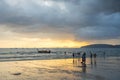 People relax and walking at Ao Nang beach before the sunset Royalty Free Stock Photo