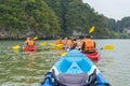 Group of tourists kayaking at Ao tha lane, Krabi Royalty Free Stock Photo